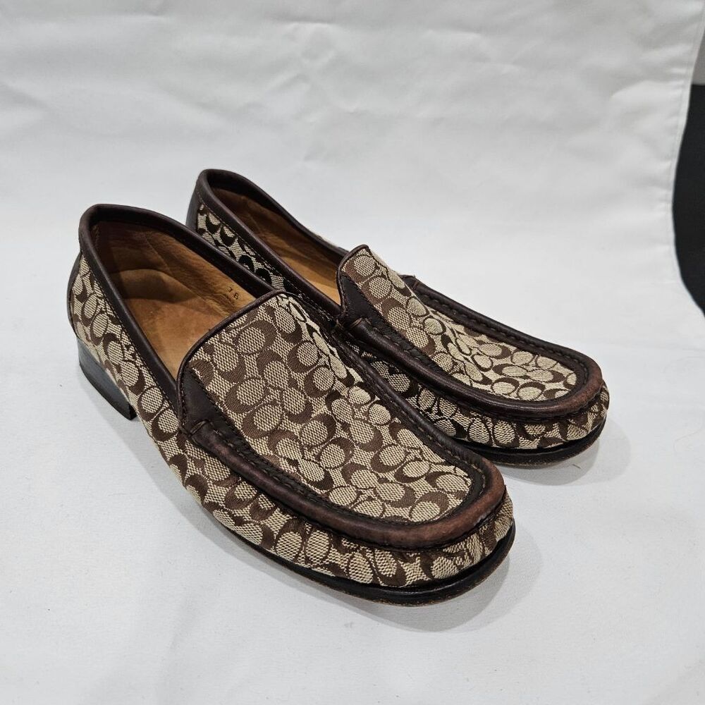 Coach Vance Signature Loafers Womens 7 B Brown Leather Slip On Driving Moccasin